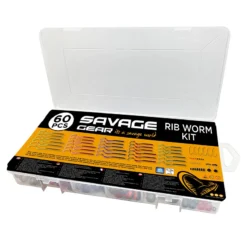 Savage Gear Rib Worm Kit One Size Mix Colors 60pcs -Goedkope Spin Hengel Winkel 74015 5