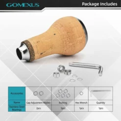 Gomexus Handle Knob Cork For Spinning Reel - Cork/Silver -Goedkope Spin Hengel Winkel CA27TNBK 4