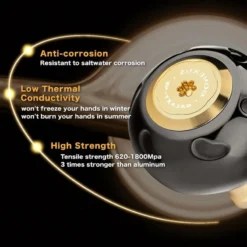 Gomexus 90mm Aluminium Power Handle With 45mm Titanium Knob - Black & Gold 10 Gomexus 90mm Aluminium Power Handle With 45mm Titanium Knob - Black & Gold -Goedkope Spin Hengel Winkel LYS90TB45BKGD 5